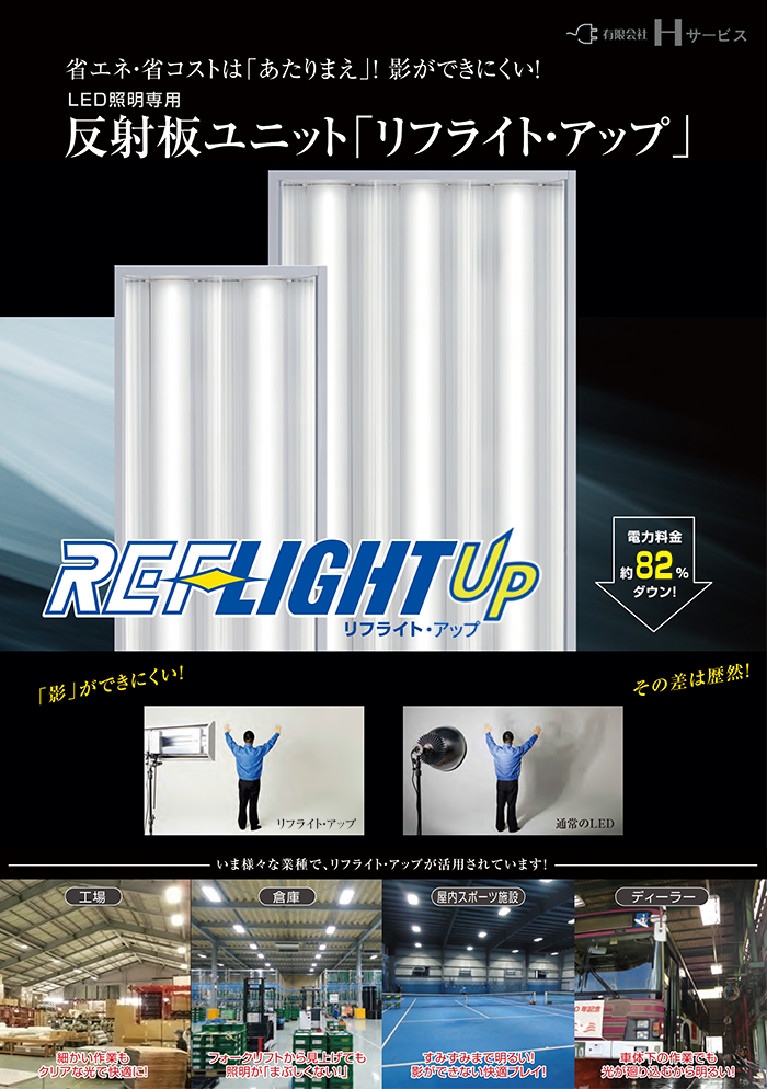 LED照明専用反射板ユニット「リフライト・アップ」